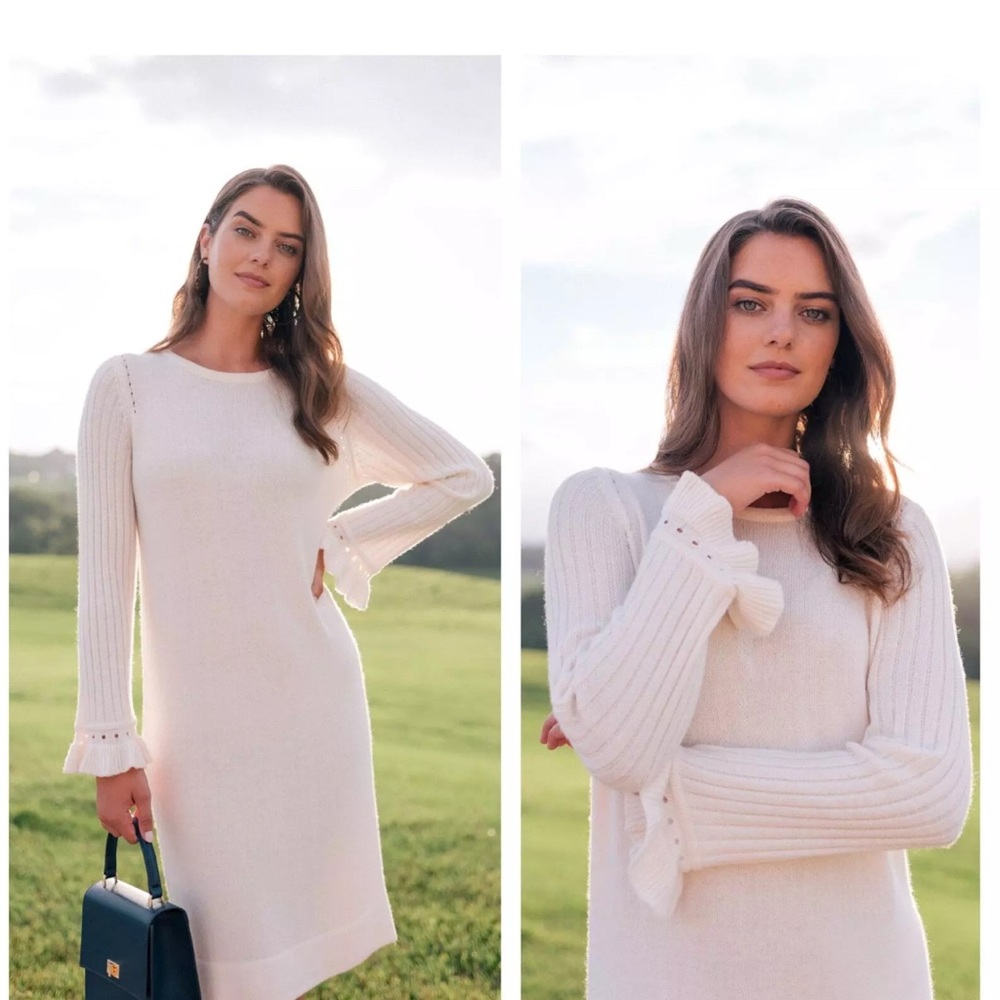 Gal Meets Glam Cream Ribbed Sheath Dress for Wedding Guest